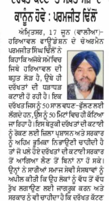 Cutting and destroying of trees must be punishable