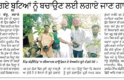 ਲਾਏ ਗਏ ਬੂਟਿਆਂ ਨੂੰ ਬਚਾਉਣ ਲਈ ਲਗਾਏ ਜਾਂ ਗਾਰਡ |